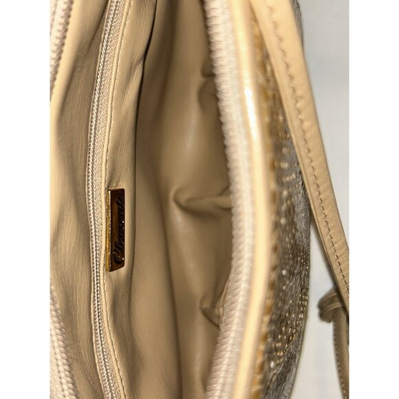 Clemente Vintage Snake Skin Shoulder Purse Tan / Brown With Strap Zipper Closure - Picture 16 of 16